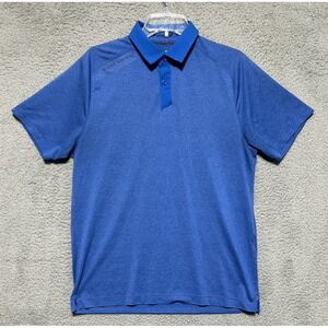 Under Armour HeatGear Blue Heather Tech Golf Polo Shirt Mens‎ Medium UA